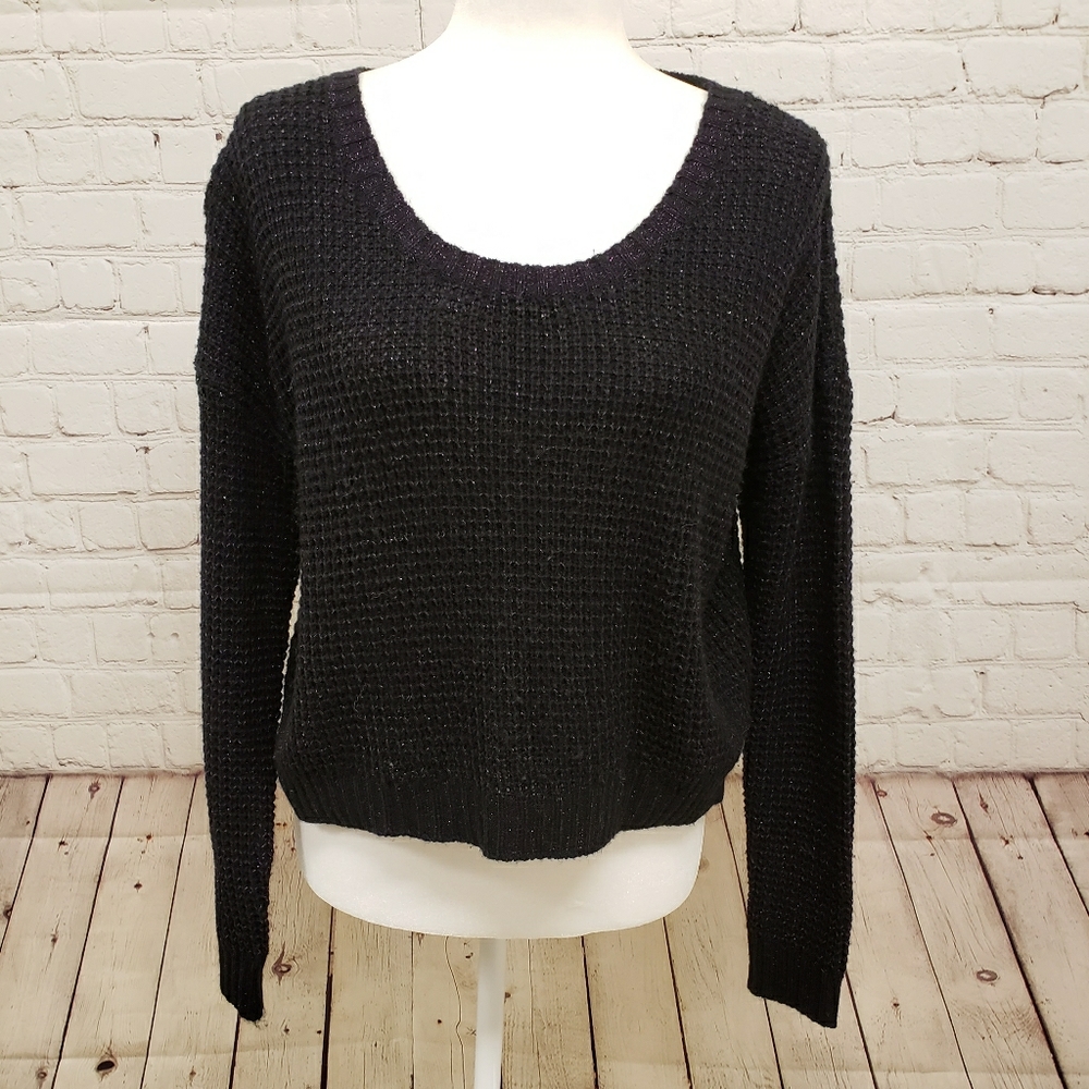 Pullover Sweater Purple Metallic and Black Large